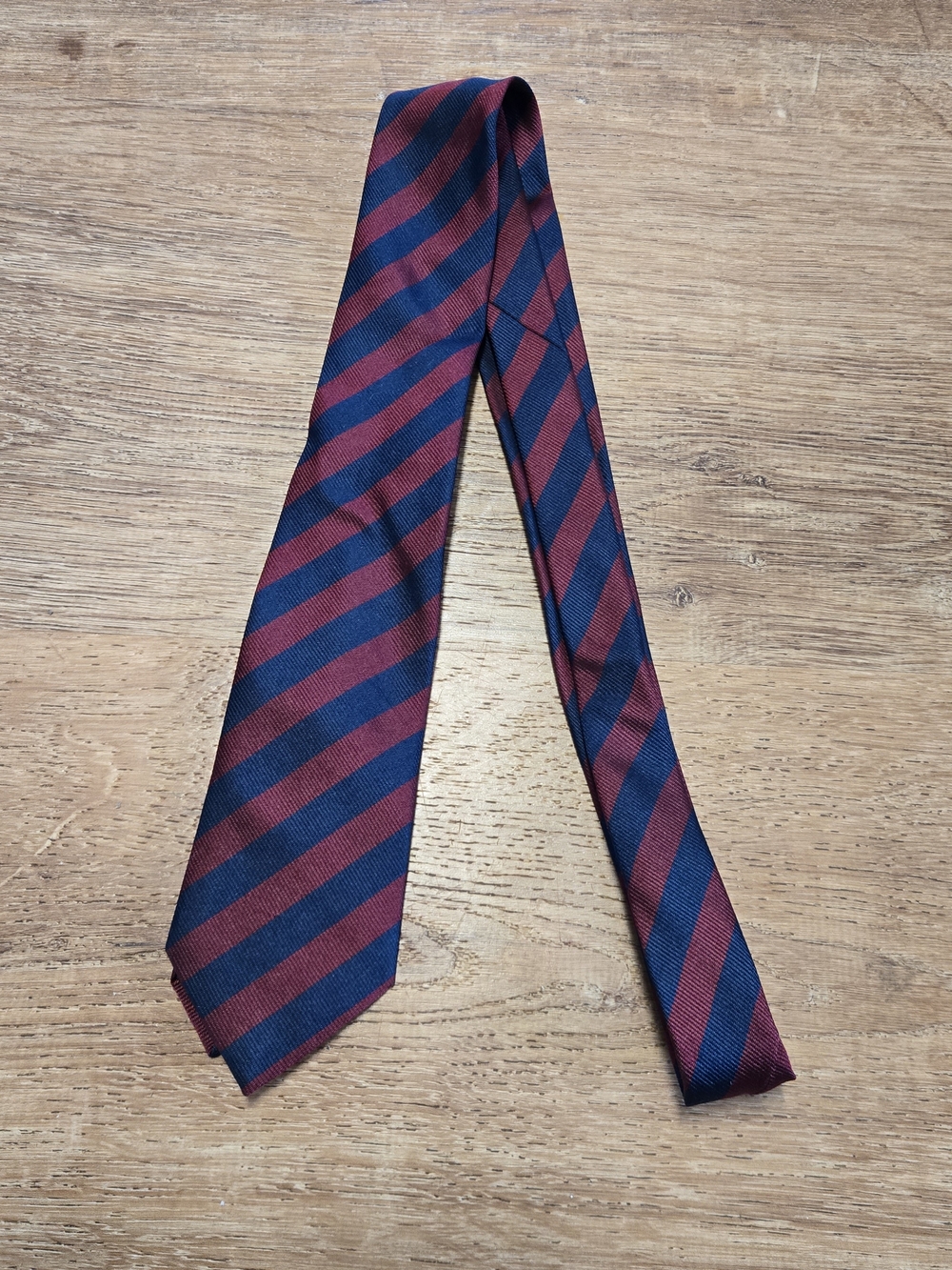 3/$25 Borsalino Striped Burgundy and Navy Men's Tie Silk Made In Italy